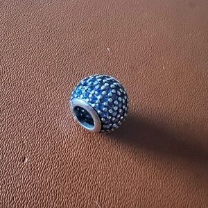 Pandora Blue Pave Lights Charm sterling silver bead with blue nano crystals